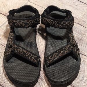 Teva Men's Outdoor Hiking Swim Sandals Black & Tan with Adjustable Straps Size 9
